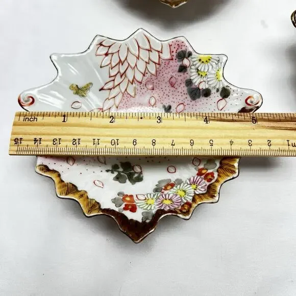 Antique Japanese Porcelain Hand Painted Serving Dishes (5) Meiji Era Scalloped - Picture 11 of 15